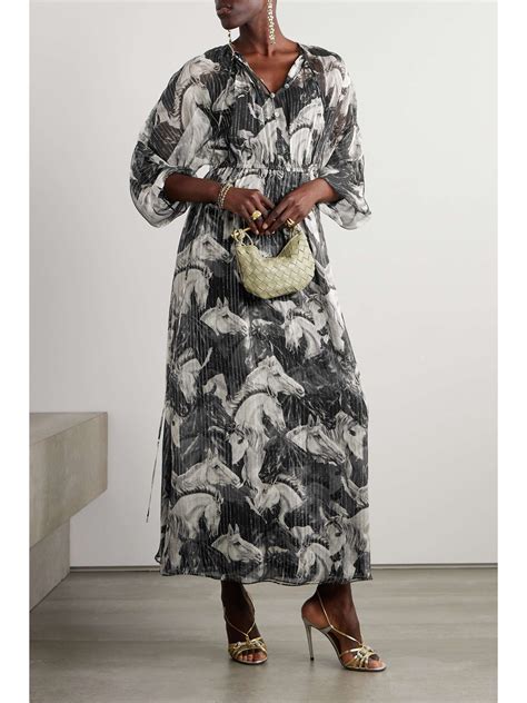 gucci embellished dress|GUCCI Embellished printed drawstring metallic crepe maxi dress .